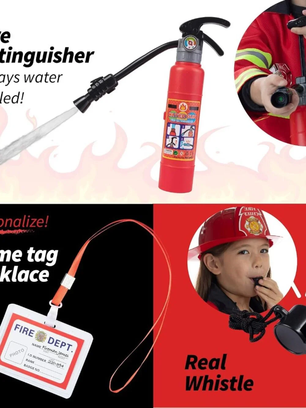 Firefighter Costume for Kids Ages 3-7, Fireman Boys & Girls Set
